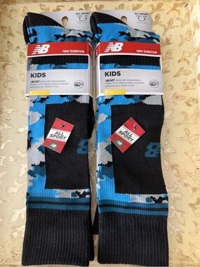New Balance Kids Black & Blue Camouflage Athletic Crew Socks - 2 Pack